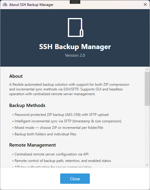 SSH Backup About