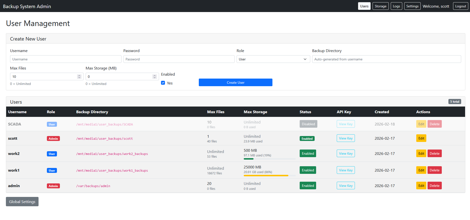 Server Main Page