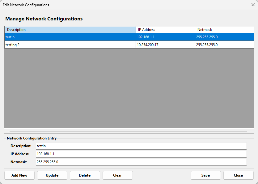 NetworkSet Profile Editor