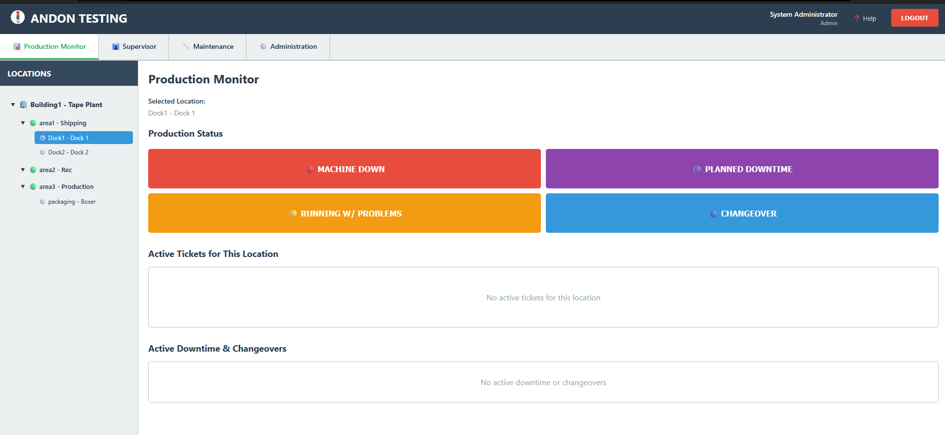 Andon Production Page